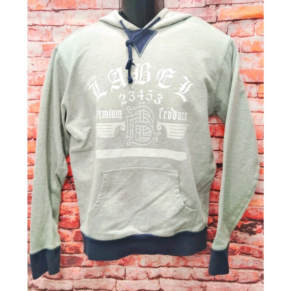 Blac Label Premium Sweatshirt Men Large Gray Blue Long Sleeve Hooded Y2K